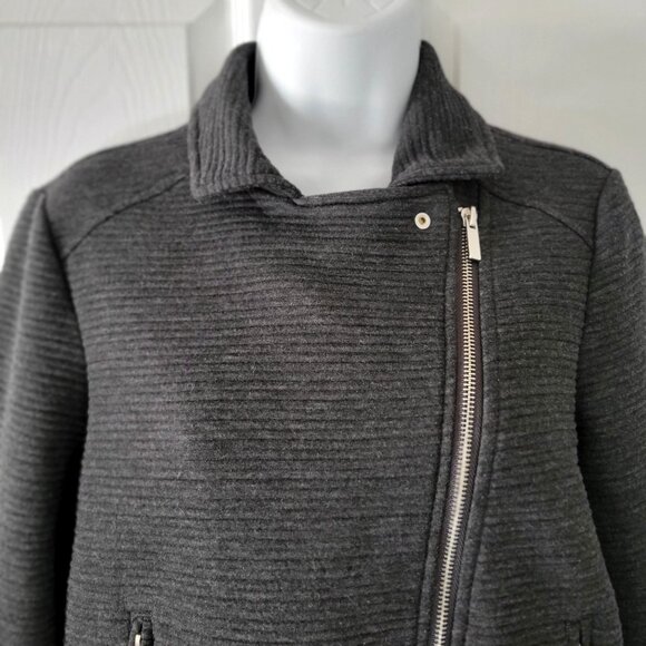 CI SONO Charcoal Gray Ribbed Stretch Knit Motorcycle Jacket Size M - Picture 8 of 9